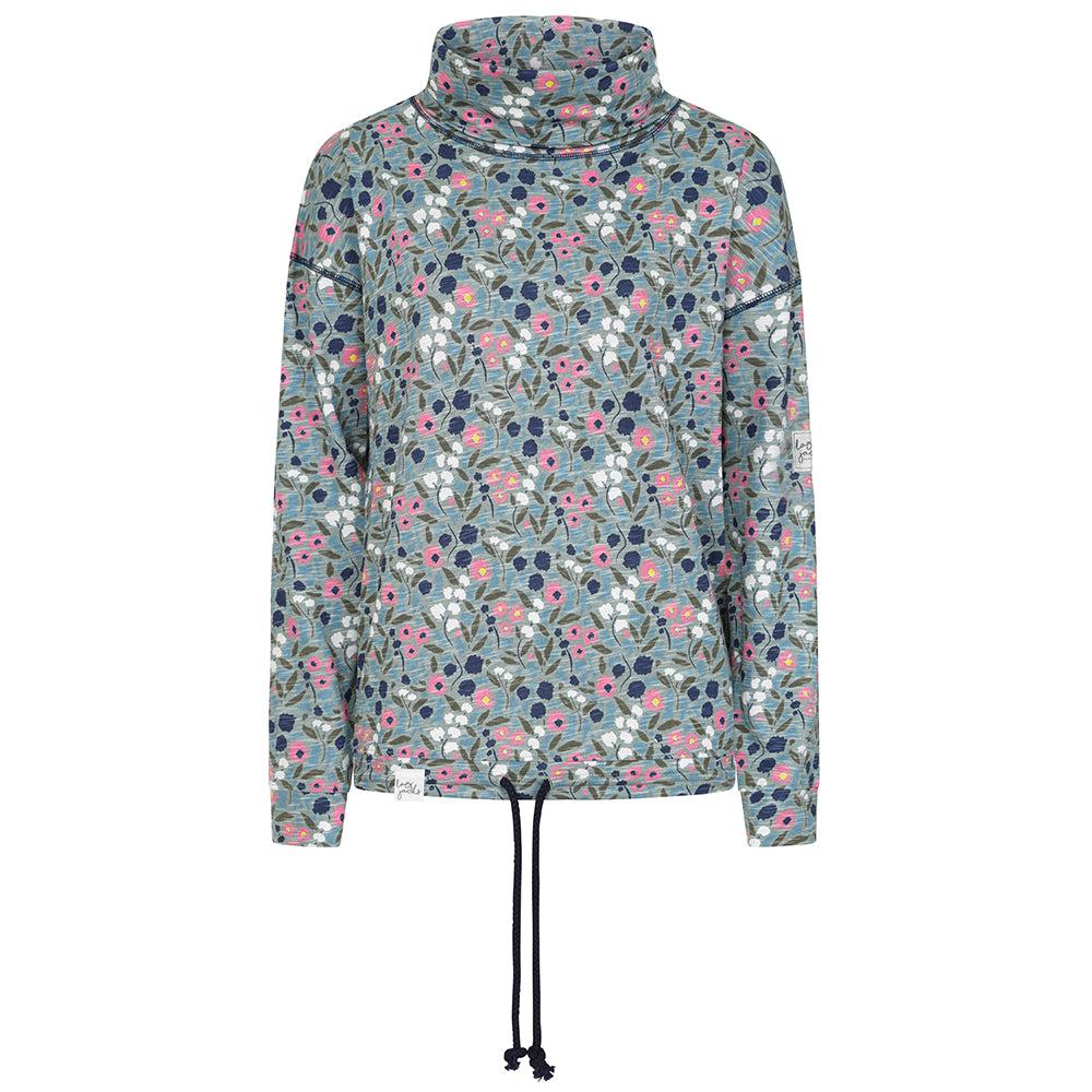 Multicoloured - Front - Lazy Jacks Womens-Ladies Pansy Roll Neck Sweatshirt