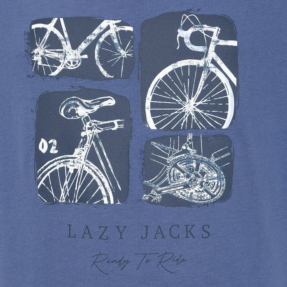 Denim - Back - Lazy Jacks Mens Bicycle Cotton T-Shirt