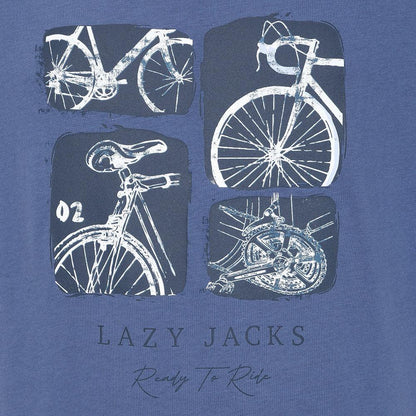 Denim - Back - Lazy Jacks Mens Bicycle Cotton T-Shirt