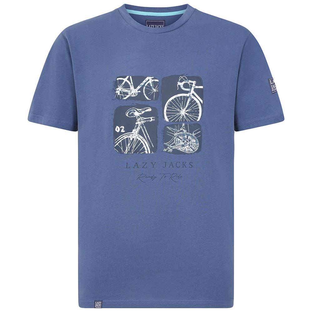 Denim - Front - Lazy Jacks Mens Bicycle Cotton T-Shirt