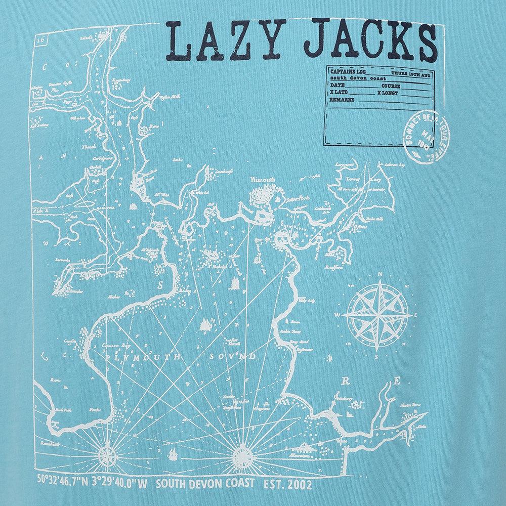 Turquoise - Back - Lazy Jacks Mens Printed Cotton T-Shirt