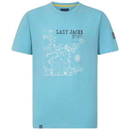 Turquoise - Front - Lazy Jacks Mens Printed Cotton T-Shirt