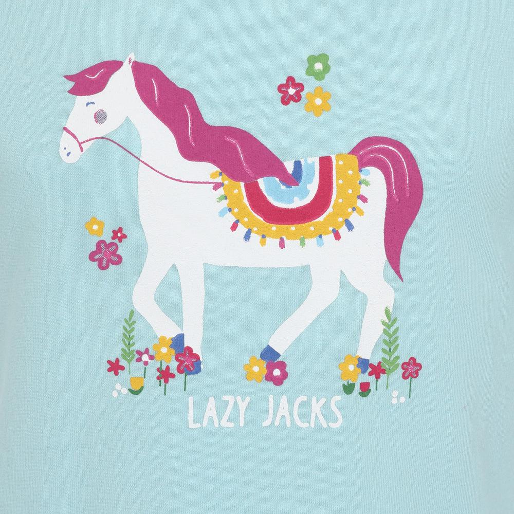 Mint - Back - Lazy Jacks Girls Horse T-Shirt