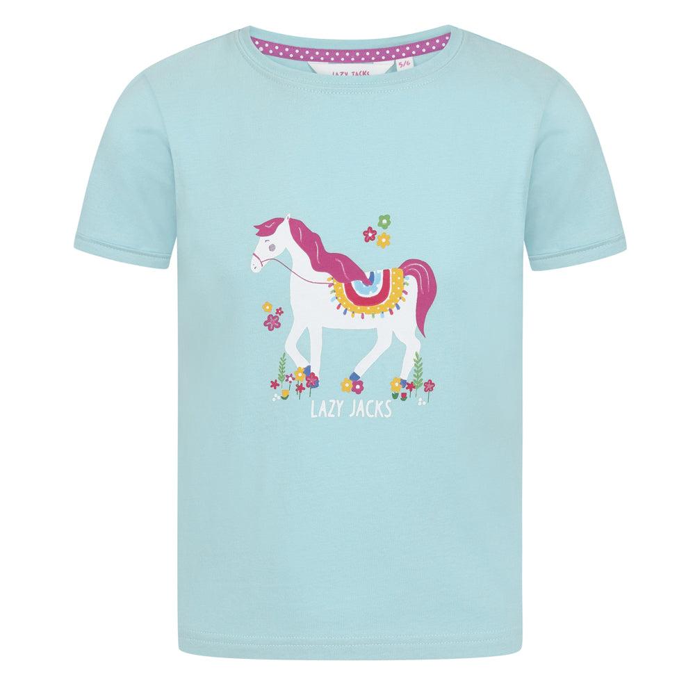 Mint - Front - Lazy Jacks Girls Horse T-Shirt