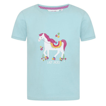 Mint - Front - Lazy Jacks Girls Horse T-Shirt