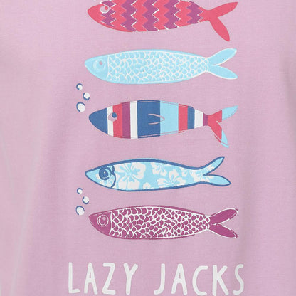 Pink - Back - Lazy Jacks Girls Fish Cotton T-Shirt