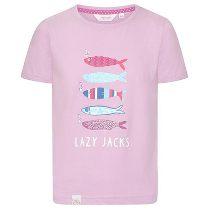 Pink - Front - Lazy Jacks Girls Fish Cotton T-Shirt