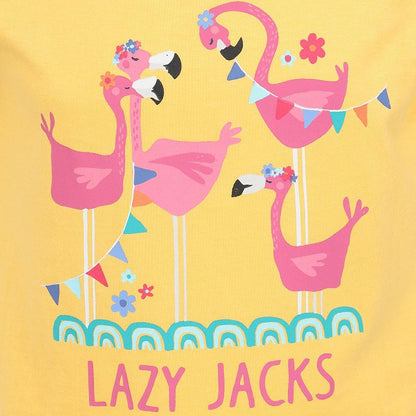 Lemon - Back - Lazy Jacks Girls Flamingo Cotton T-Shirt