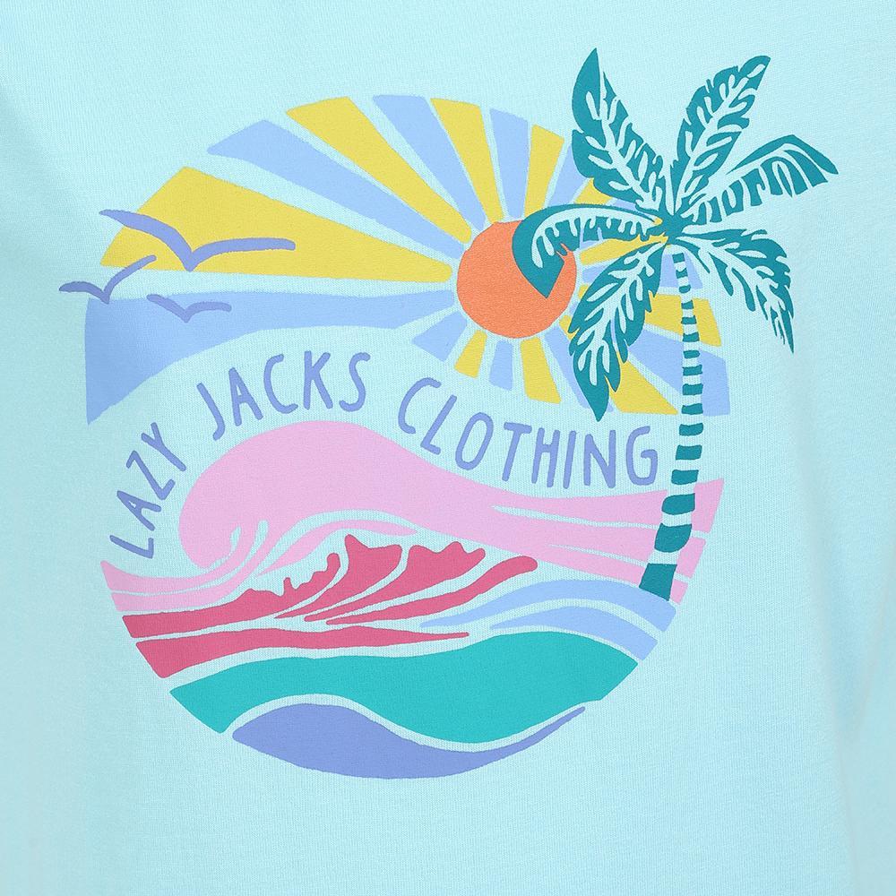 Spearmint - Back - Lazy Jacks Girls Printed Cotton T-Shirt