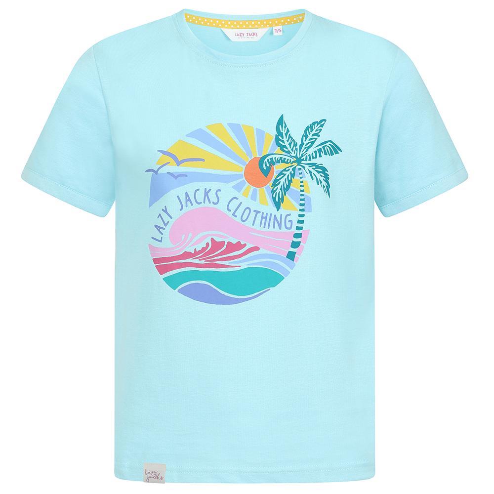 Spearmint - Front - Lazy Jacks Girls Printed Cotton T-Shirt