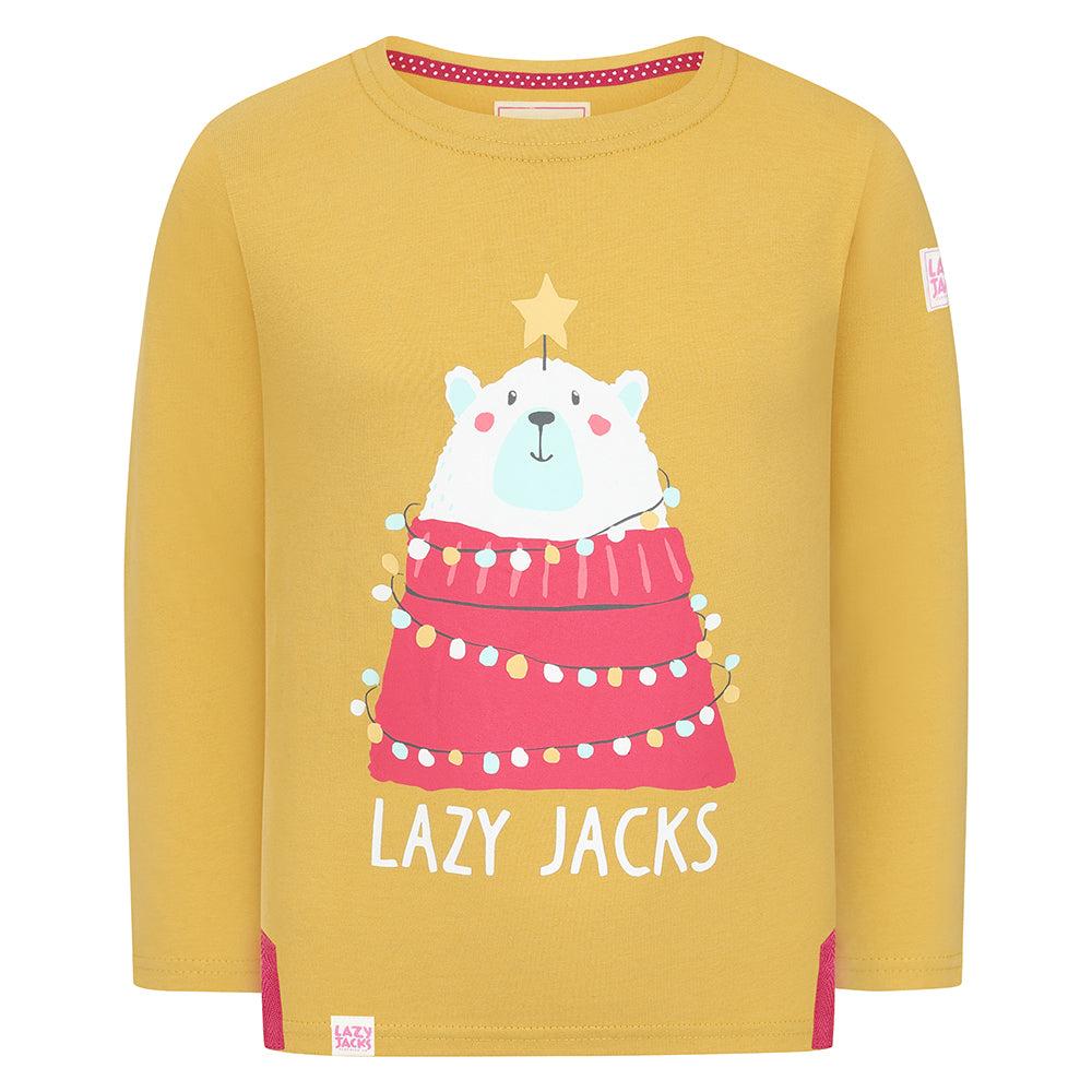 Heather - Front - Lazy Jacks Girls Polar Bear Long-Sleeved T-Shirt