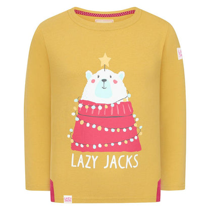 Heather - Front - Lazy Jacks Girls Polar Bear Long-Sleeved T-Shirt
