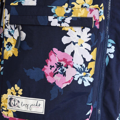 Navy-Pink-White - Back - Lazy Jacks Womens-Ladies Long Length Waterproof Jacket