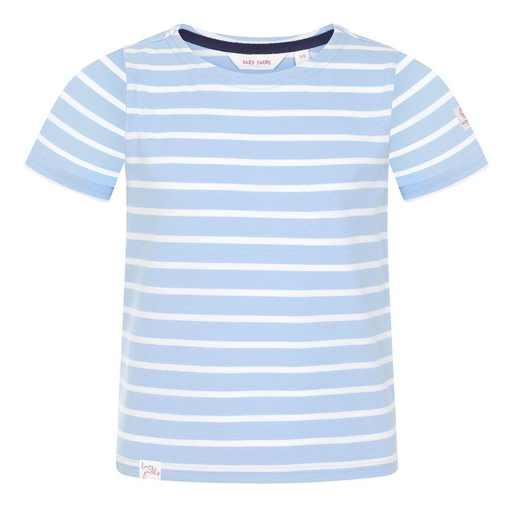 Sky - Front - Lazy Jacks Girls Breton Short-Sleeved T-Shirt