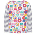 White-Multicoloured - Front - Lazy Jacks Girls Kaleidoscope Breton Long-Sleeved T-Shirt