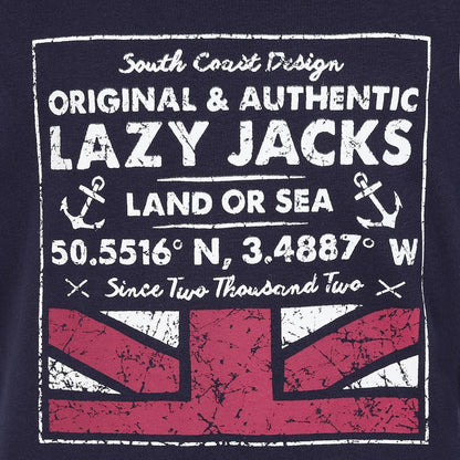 Marine - Side - Lazy Jacks Boys Printed Cotton T-Shirt