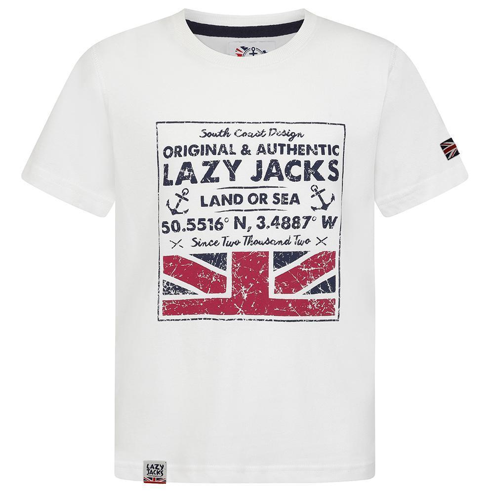 White - Front - Lazy Jacks Boys Printed Cotton T-Shirt