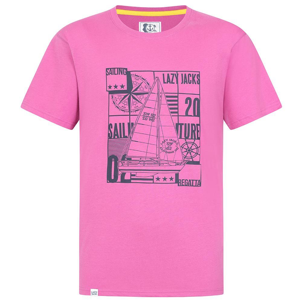 Raspberry - Front - Lazy Jacks Mens Sailboat Cotton T-Shirt
