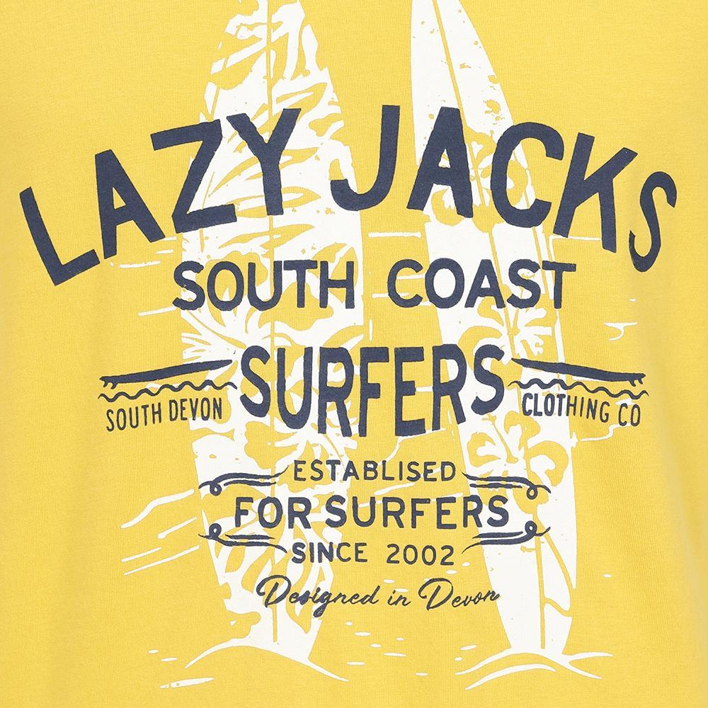Yellow - Back - Lazy Jacks Mens Surfer Cotton T-Shirt