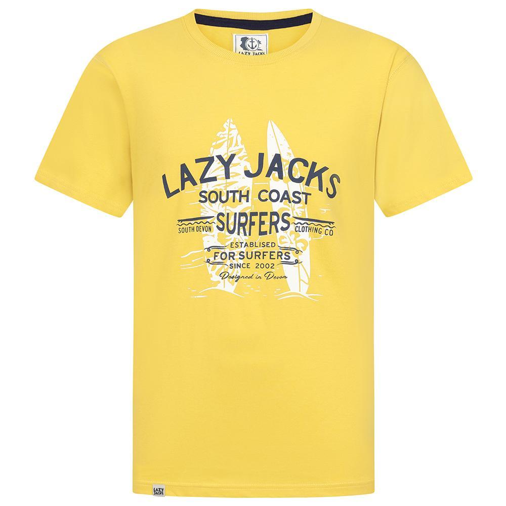 Yellow - Front - Lazy Jacks Mens Surfer Cotton T-Shirt