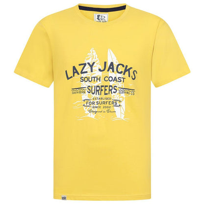 Yellow - Front - Lazy Jacks Mens Surfer Cotton T-Shirt