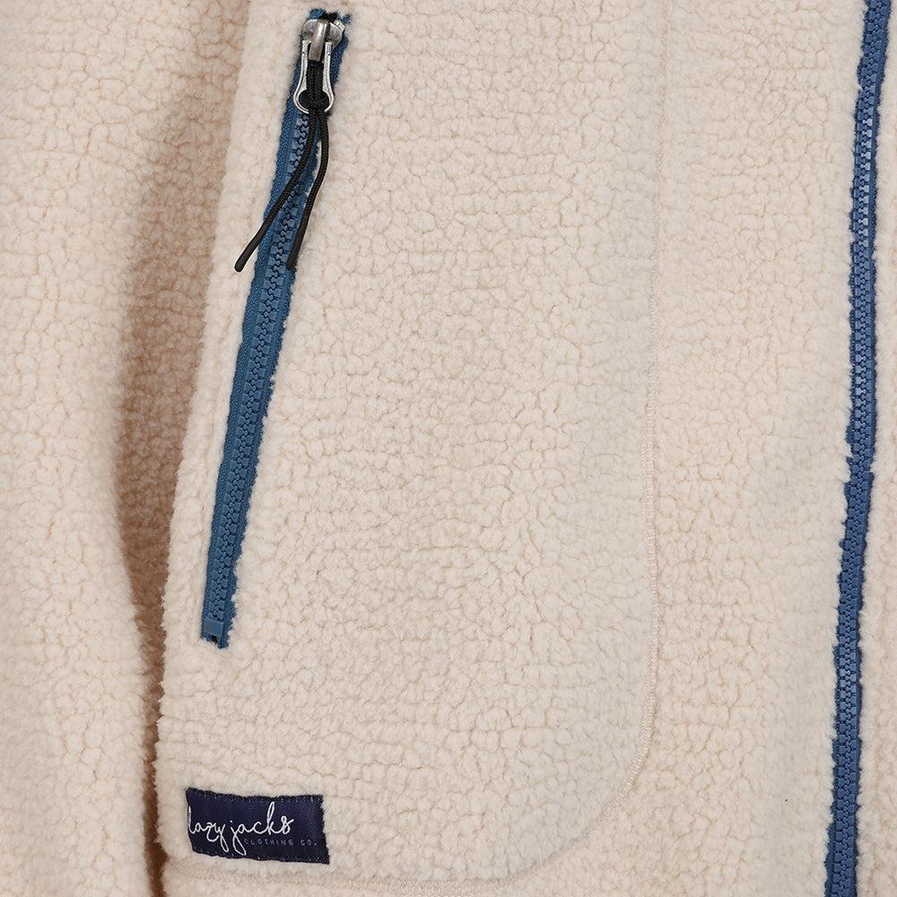 Oatmeal - Back - Lazy Jacks Womens-Ladies Sherpa Fleece Full Zip Jacket