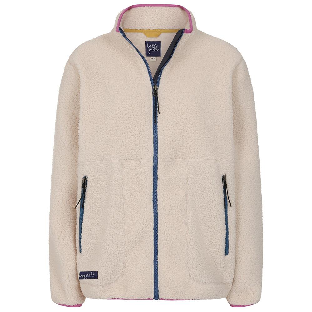 Oatmeal - Front - Lazy Jacks Womens-Ladies Sherpa Fleece Full Zip Jacket