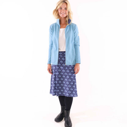 Blue - Side - Lazy Jacks Womens-Ladies Circle Jersey Midi Skirt
