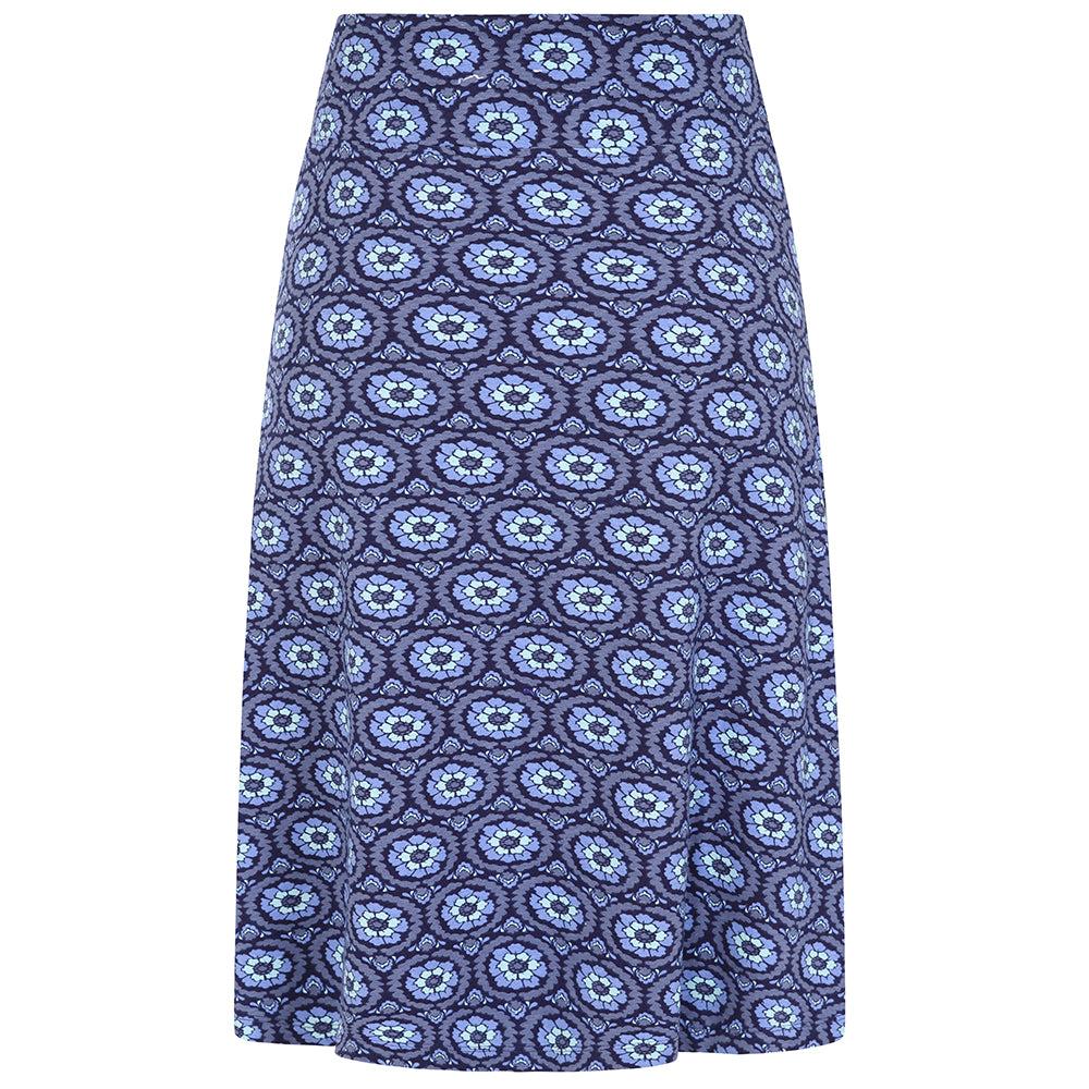 Blue - Close up - Lazy Jacks Womens-Ladies Circle Jersey Midi Skirt