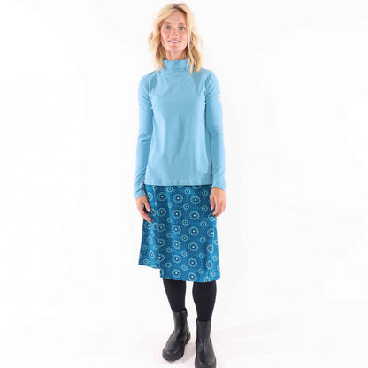 Teal - Back - Lazy Jacks Womens-Ladies Circle Jersey Midi Skirt