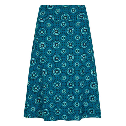 Teal - Side - Lazy Jacks Womens-Ladies Circle Jersey Midi Skirt