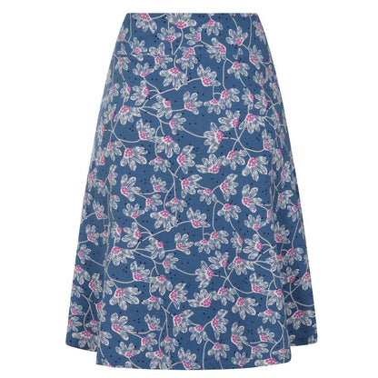 Blue-Pink - Side - Lazy Jacks Womens-Ladies Wildflower Jersey Midi Skirt