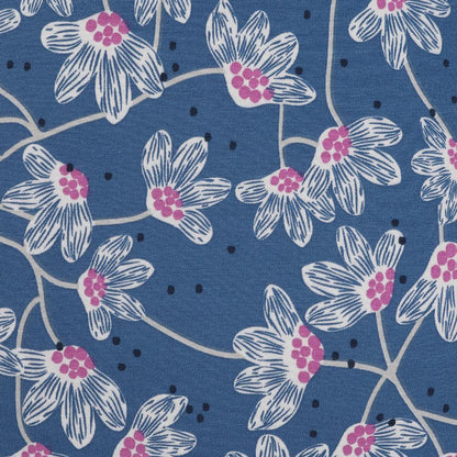 Blue-Pink - Lifestyle - Lazy Jacks Womens-Ladies Wildflower Jersey Midi Skirt