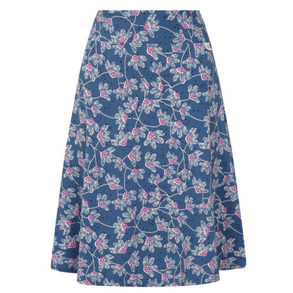Blue-Pink - Front - Lazy Jacks Womens-Ladies Wildflower Jersey Midi Skirt