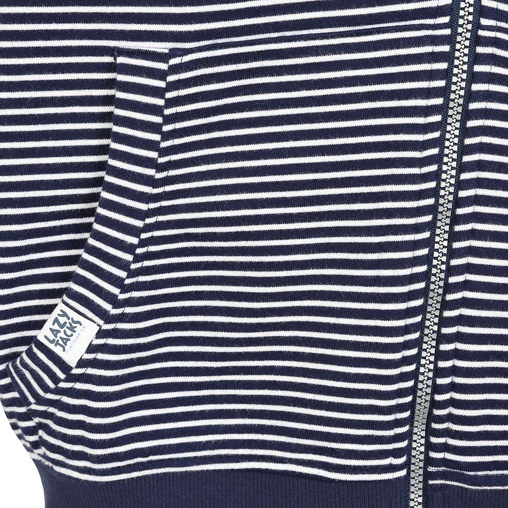 Marine - Back - Lazy Jacks Mens Striped Full Zip Hoodie