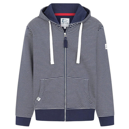 Marine - Front - Lazy Jacks Mens Striped Full Zip Hoodie