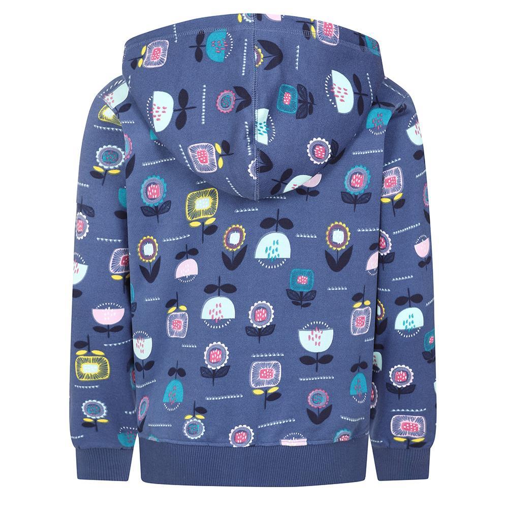 Blue - Side - Lazy Jacks Childrens-Kids Flowers Full Zip Hoodie