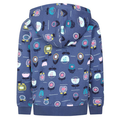 Blue - Side - Lazy Jacks Childrens-Kids Flowers Full Zip Hoodie