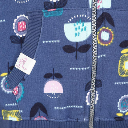 Blue - Lifestyle - Lazy Jacks Childrens-Kids Flowers Full Zip Hoodie