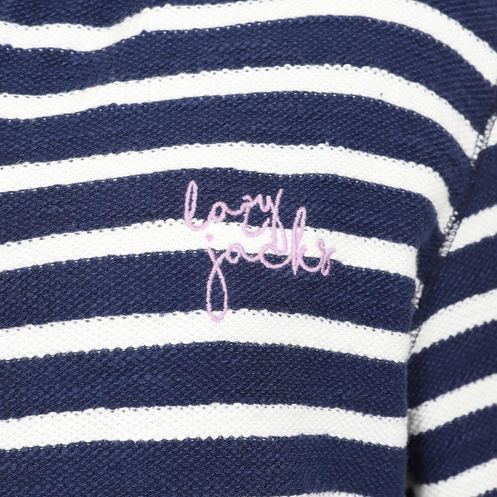 Marine - Side - Lazy Jacks Womens-Ladies Striped Textured Full Zip Hoodie