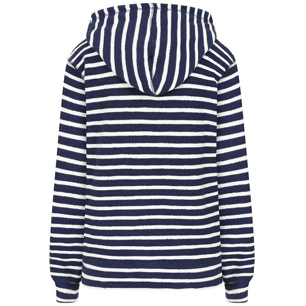 Marine - Pack Shot - Lazy Jacks Womens-Ladies Striped Textured Full Zip Hoodie