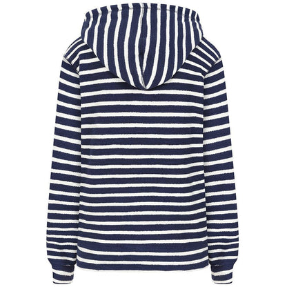 Marine - Pack Shot - Lazy Jacks Womens-Ladies Striped Textured Full Zip Hoodie
