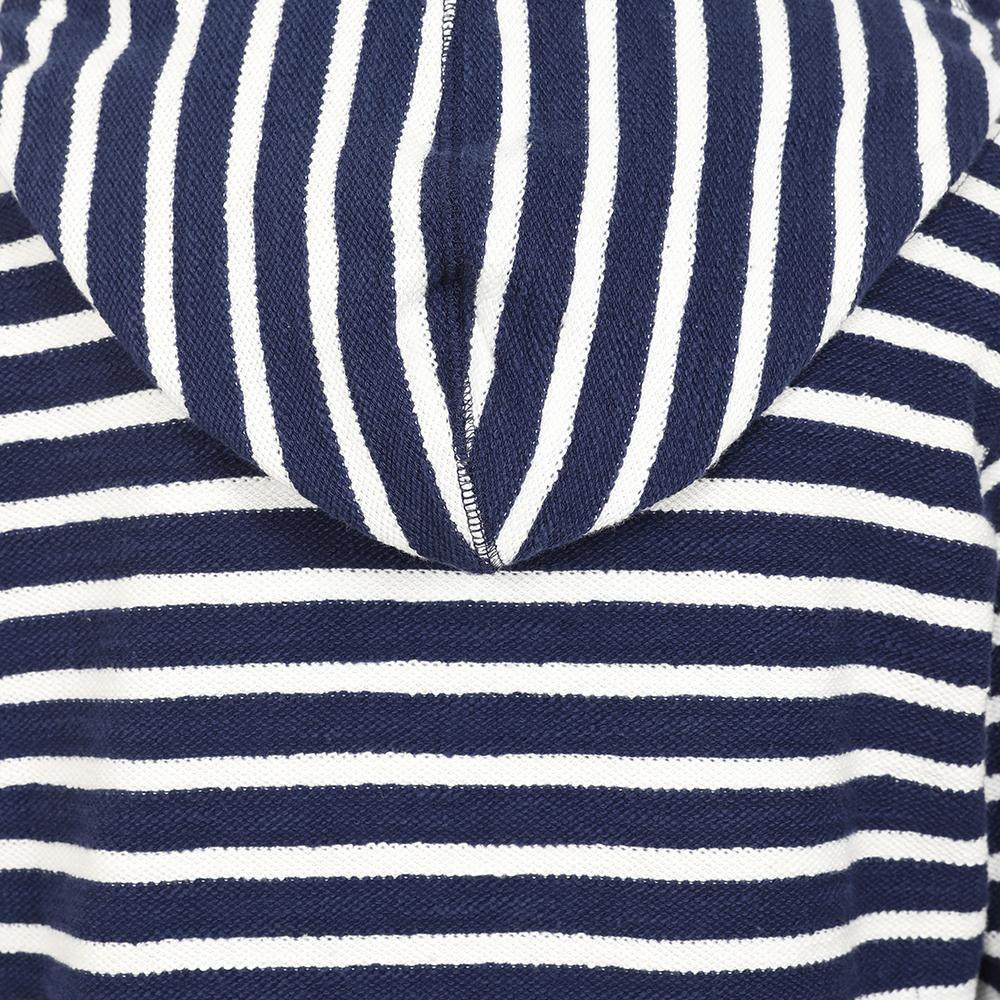 Marine - Close up - Lazy Jacks Womens-Ladies Striped Textured Full Zip Hoodie