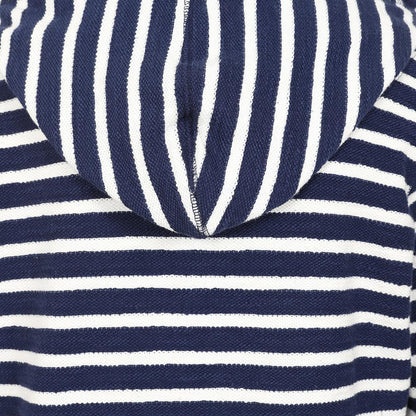 Marine - Close up - Lazy Jacks Womens-Ladies Striped Textured Full Zip Hoodie