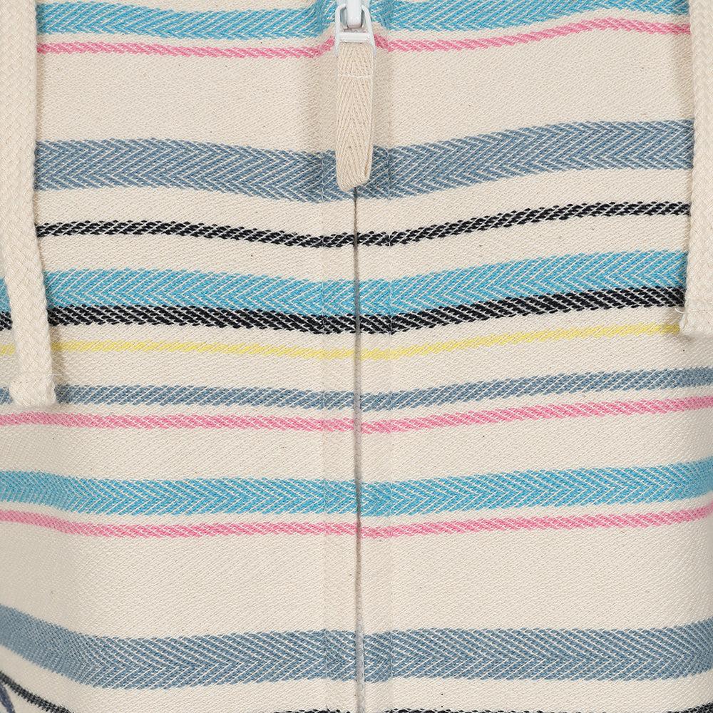 Chalk - Back - Lazy Jacks Womens-Ladies Striped Textured Full Zip Hoodie