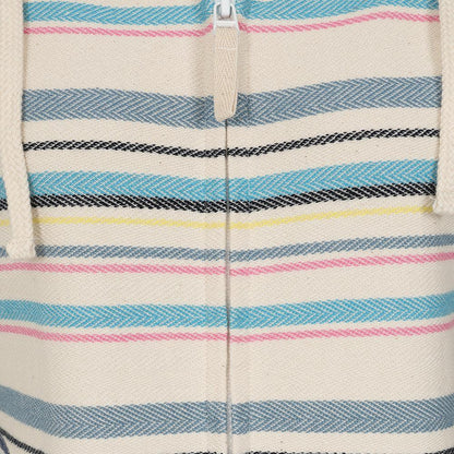 Chalk - Back - Lazy Jacks Womens-Ladies Striped Textured Full Zip Hoodie