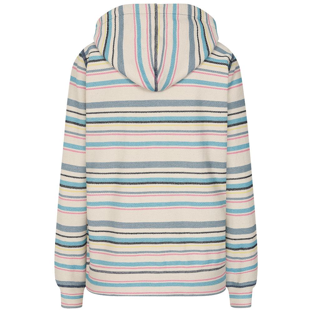 Chalk - Side - Lazy Jacks Womens-Ladies Striped Textured Full Zip Hoodie