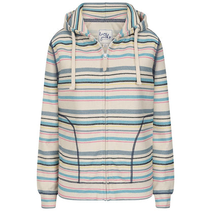 Chalk - Front - Lazy Jacks Womens-Ladies Striped Textured Full Zip Hoodie