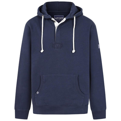 Marine - Front - Lazy Jacks Mens Button Neck Hoodie