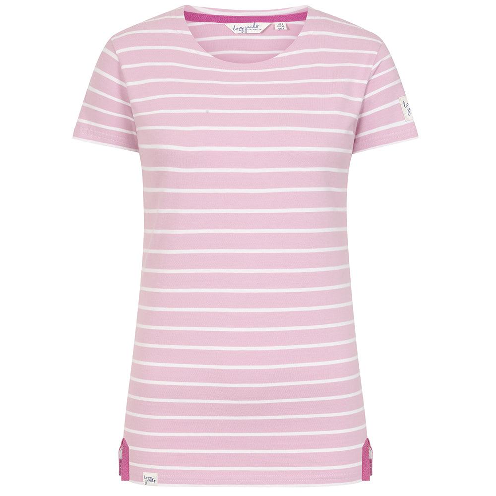 Pink - Front - Lazy Jacks Womens-Ladies Breton Top